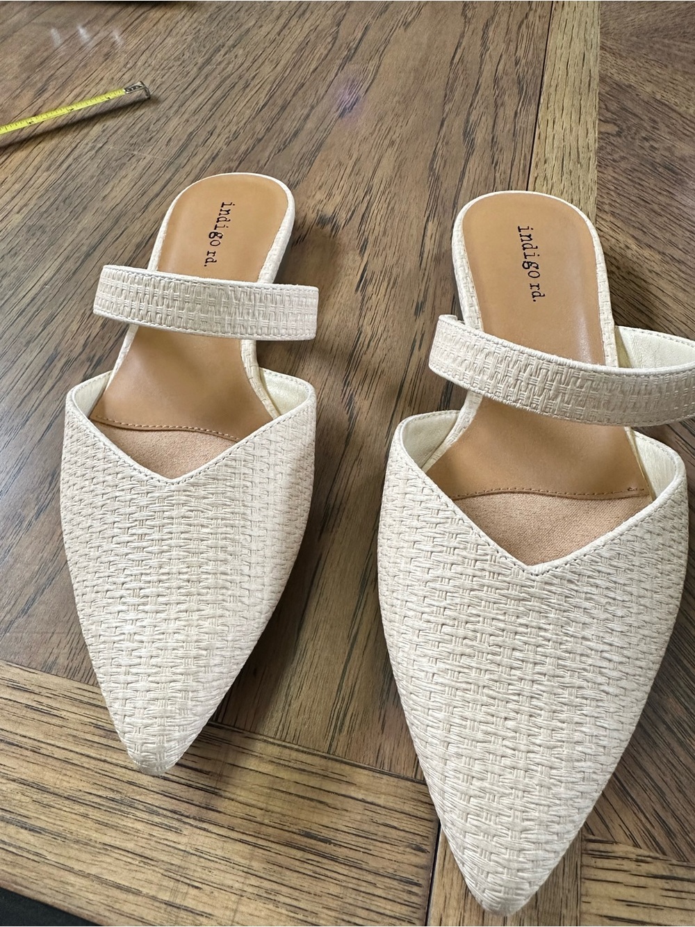 Indigo Cream Woven Pointed-Toe flat sandal